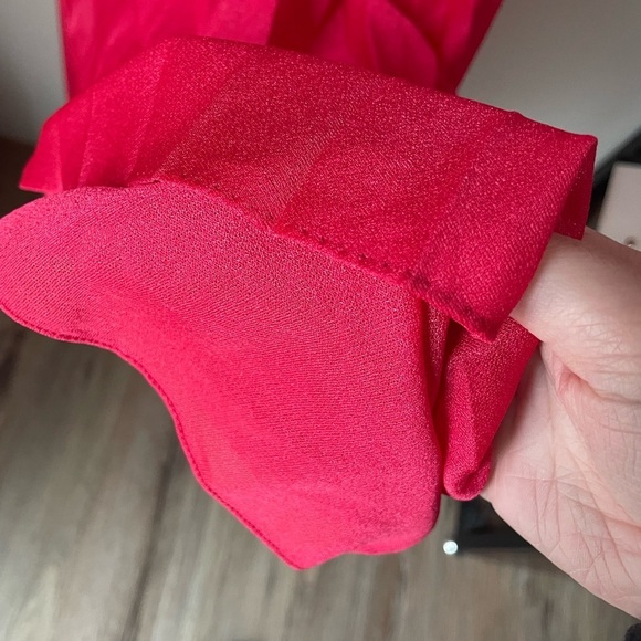 Bernie Dee NY Pink Pleated Ruched Vintage Dress with Bishop Sleeves - Picture 5 of 7